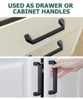 JiGiU 4-pack black aluminum rectangular pull handles with 180mm hole spacing for 40 Series European extrusion cabinet doors