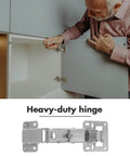 Man installing hidden concealed door hinges with 170 degree large angle for easy operation, shown below with heavy duty design.