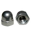 Rock Solid One Thousand M10 Hex Cap Nuts Forged From Premium 18-8 Stainless Steel For Kickin Heavy Duty Shop Work And Weekend Builds Built Damn Tough To Stop Rust, showing two polished M10 hex cap nuts.