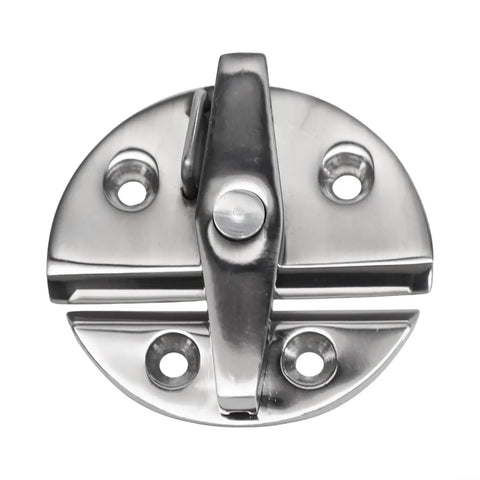 Built Tough Pro Grade 316 Stainless Steel Round Twisting Lock Boat Door Catch Latch For Marine Hatches Bait Well Lids Console Drawers And Tackle Boxes With Silver Finish Hardware - close-up view.