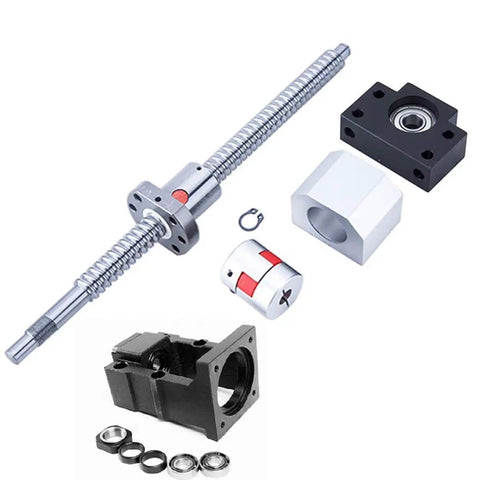 Badass 25Mm Cnc Ball Screw Kit SFU2504 Anti Wobble 1580Mm Rod components including ball screw, bearing blocks, and clutch parts.