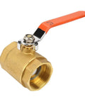 Heavy Duty Brass Ball Valve One Half Inch Female Thread with orange handle for high pressure water, oil, and gas lines.