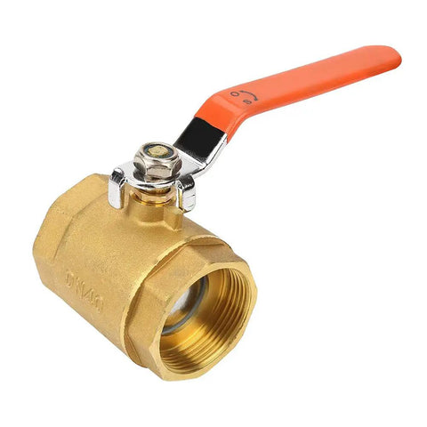 Heavy Duty Brass Ball Valve One Half Inch Female Thread with orange handle for high pressure water, oil, and gas lines.