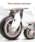 Heavy Duty 304 Stainless Steel Flat Plate Casters Beefy Double Bearing Rock Solid Rust Proof Cart Wheels Built Tough close-up view