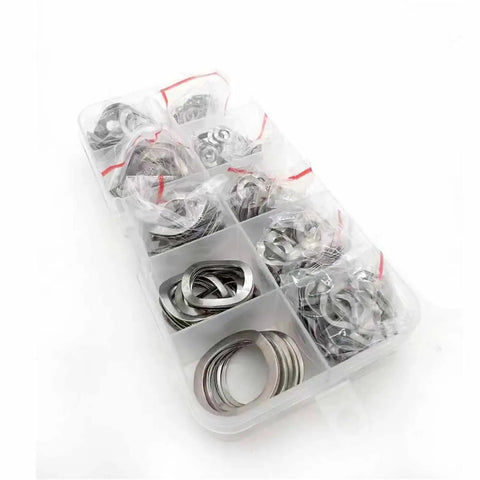 All In One Heavy Duty Stainless Steel Washer Kit 1050pcs M3–M19, 304 Grade Spring Washers With Three Wave Crest Gasket Design in organizer
