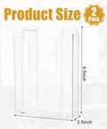 Front view of Two Pack Slatwall Magazine Display Pockets clear acrylic literature holders 8.5 W x 11 H x 2.5 D
