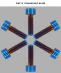 Straight Up Heavy Duty M6x20 Titanium Bolts Sick Burnt Blue Finish Solid Six Pack Set For Top Shelf Bicycle And Motorcycle Weight Saving Upgrades That Deliver Beast Mode Performance Every Single Ride arranged in circular formation.