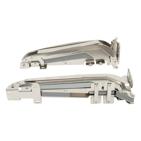 Top Shelf Heavy Duty Parallel Cabinet Hinges For Lateral Wardrobe Doors With 180 Degree Swing And A Rock Solid Load Build. Close-up view.