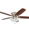Glen Alden 52 Inch Classic Dope Flush Mount Indoor LED Ceiling Fan With Light Kit, Pull Chain, Quick 2 Hang Setup, Dual Finish Blades, Brushed Nickel Finish