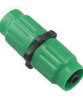 Green quick connect fitting part of Expandable Garden Hose Repair Kit For 5/8 And 3/4 Inch Lines Quick Connect Fittings compatible with tubes.