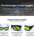 Hardcore Laser Welding Safety Glasses With Durable Green Lens And Certified Infrared Eye Protection For Rock Solid Workshop Gear and Straight Up Fabrication Jobs, showing ergonomic design and polycarbonate lenses.