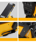 Close-up view of Slick Two In One Belt And Disc Sander Combo showing electric motor and adjustable parts for woodworking.