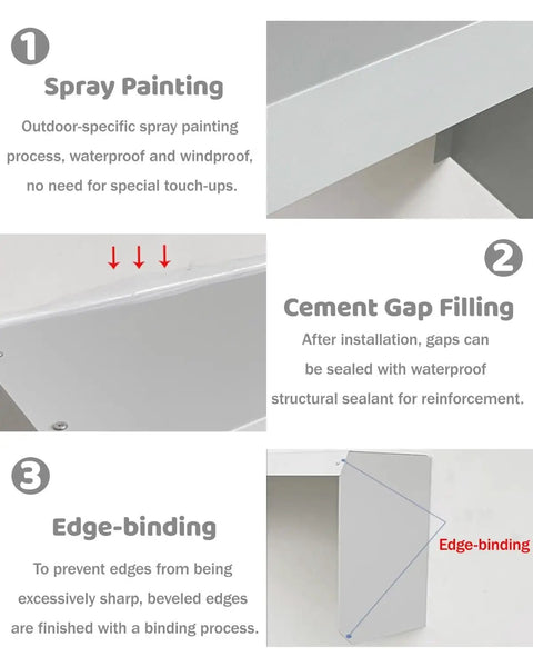 Image showing instructions for Rock Solid Outdoor EV Charger Enclosure Wall Box painting, gap filling, and edge-binding.