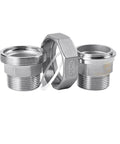 Three 304 Stainless Steel BSPT Piping Union Sets, Female to Male Threaded Tube Connector Pipe Fitting, various sizes displayed.