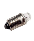 E10 miniature screw base light bulb, 2.5 volt, incandescent, used for model trains and electronics hobbies.