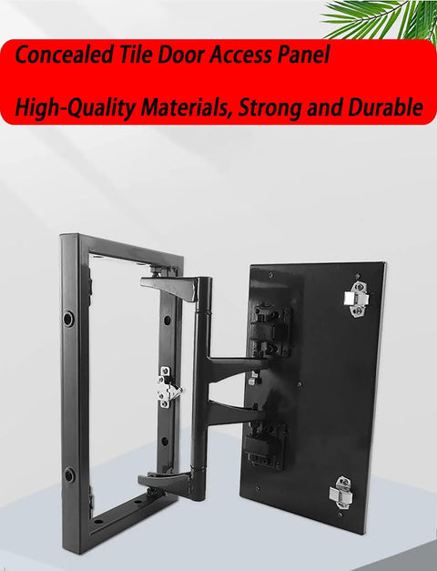 Heavy Duty Concealed Pivot Door Hinge Kit Slick Hidden Hardware For Marble Tile Wall Doors Flush Access Panels No Sweat Setup Smooth Swing Built Tough For Bathroom Maintenance And Inspection Hatches, close-up view of hinge kit.