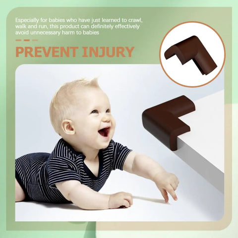 Baby near furniture with Corner Protectors With Impact Absorption 12 Pack Brown NBR Safety Edge Guards For Furniture And Chairs Kid Safe Cushioned