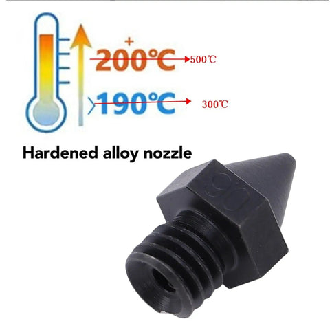 Bulletproof Hardened Steel 3D Printer Nozzle 0.6Mm Upgrade For Raise3D N Series Heavy Duty High Temp Extrusion Tip image showing a hardened alloy nozzle.