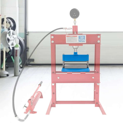 Heavy Duty Press Brake Attachment For 12 And 20 Ton Hydraulic Shop Presses Pro Grade Metal Bender Tool displayed in shop setting
