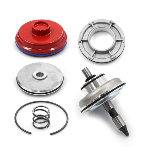 Transmission Servo Cover Actuator Assembly Featuring Tough Aluminum Housing And Comprehensive Seal Kit For Quick Gearbox Swaps and Dependable Weekend Garage Projects, includes red cover, components, and springs.