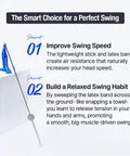 Fast Swing Golf Trainer For Speed And Path Improvement Distance Boost With Lightweight Stick And Latex Band infographic