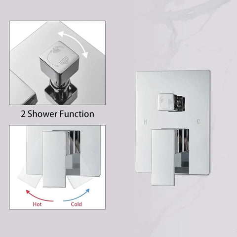 Two Shower Function control panel from Rainfall Shower System With 10 Inch Chrome Shower Head And Handheld Sprayer Ceiling Mounted Faucet Set