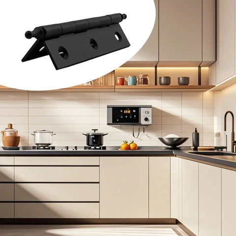 Straight Up Durable Antique Brass Cabinet Hinges With Ball Finials Heavy Duty Copper Build Rust Resistant Finish Includes Hardware visible on modern kitchen cabinet.