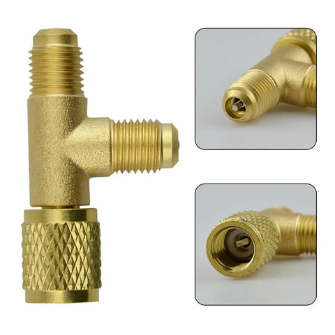 Two Pack Quick Coupler Access Tee Valve Adapters One Quarter Inch SAE Brass With Built In Valve Core And Swivel Connector