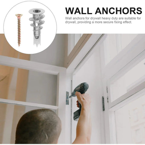 Heavy Duty Drywall Anchor Kit With Screws, 20 Sets, Self Drilling Zinc Alloy And Iron, easy insertion in door frame