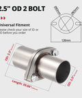 Universal 2 Bolt Exhaust Flange Repair Piping Kit With Premium 304 Stainless Steel Gasket Set quick fix for 2.5 inch OD pipe detail.