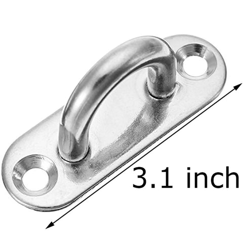 4 Pack 3.1 Inch 304 Stainless Steel Ceiling Hooks Pad Eyes Plate Rustproof Marine Hardware with measurement mark