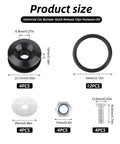 Universal Bumper Quick Release Clip Kit With Four Black Tabs And Twelve O Ring Fasteners For Front And Rear Bumpers