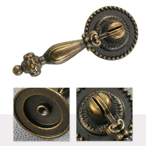 Retro Antique Cupboard Pull Handle Set In Metal Brass Easy Install For Wardrobe And Kitchen Cabinets Drawers 6.6cm Length Bronze Finish