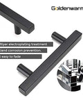 Kickass 25 Pack Flat Black Cabinet Handles Featuring Rust Proof Stainless Steel Build For Modern Kitchen Bath Drawer Pulls With Square Bar Design, close-up view.