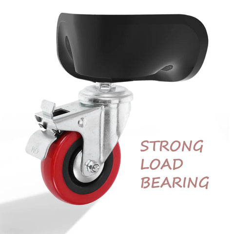 Professional Grade Swivel Stem Casters And Expanding Stem Caster Wheels With Quick Setup For Industrial Cart Furniture And Warehouse Creepers Riding Sweet As Candy All Day Long, showing strong load bearing caster with red wheel.