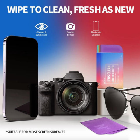 iGeyzoe 8-pack microfiber lens cleaning cloths in 4 colors for glasses, screens, cameras, and VR/AR headsets