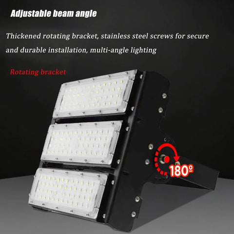 One Hundred Fifty Watt Led Tunnel Light Waterproof Outdoor Flood Lamp with adjustable rotating bracket for multi-angle lighting.