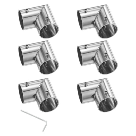 Six Pack Stainless Steel Structural Pipe Connector Set For 1 Inch 25mm OD Pipe, 90 Degree Two Way Fittings with hex key