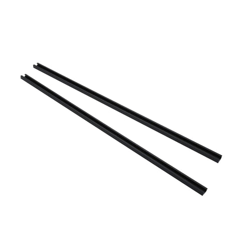 Rock Solid 48 Inch Aluminum T Track For Woodworking Two Pack Built Tough Anodized Finish showing two black anodized T tracks.