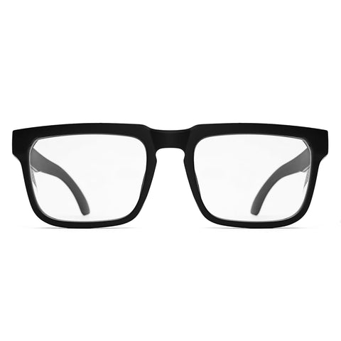 Boss Level Heavy Duty Z87 Construction Safety Glasses Featuring Antifog Photochromic Uv400 Lenses And Blue Light Blocking Shield, matte black frame, front view.