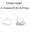 Front view of Thirty Pcs Double Gripping Nylon Hose Clamps Designed For Three Eighth Inch Tubing Range From Nine Point One To Nine Point Six Millimeter Snap Grip Plastic Clamps In White Heavy Duty Adjustable Ratcheting Clamps For Plumbing And Automotive Use