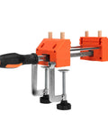 Home Table Bench Vise Clamp For Woodworking ABS And Stainless Steel Universal Clamp With Wood Pins For Bench Fixing Holding Small Pieces And Quick DIY Woodworking Tasks orange bench vise clamp with black handle