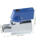Quarter Inch Solid Brass Mini Ball Valve With Npt Thread Shut Off Handle No Fuss Slick Design For Tight Spots And Heavy Duty Pneumatic Flow Control Built Tough To Handle Rough Work, showing blue handle and threaded port.