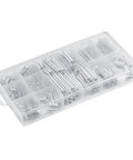 Huge 200pc Assorted Metal Extension Compression Springs Kit With Tough Storage Box Perfect For DIY Repairs, Home Fixes, Machine Tuning, Crafts And Gadgets That Need A Good Spring Fix On The Go. Transparent plastic organizer with assorted metal springs in compartments