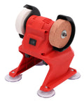 Killer 18V Wireless Mini Bench Grinder Rig Featuring Dual 70mm Coarse Fine Corundum Wheels And Grit Ready Copper Motor for quick sharpening.