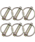 Rock Solid 6 Pack 3 8 Inch Lynch Pin Clips With Safety Retaining Rings For Trailer Hitch And Tow Cargo Carrier Heavy Duty Cold Forged Carbon Steel Durable As Hell Bolt On Utility Trailer Parts.
