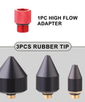 One Eighth Inch Rubber Tip Set For Air Blow Gun With One Half Inch High Flow Adapter Four Piece Nozzle Kit Featuring 15mm 24mm 35mm Rubber Tips And Brass Fittings For A Tight Universal Air Compressor Connection