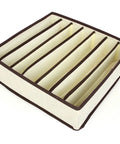 Four Piece Plastic Drawer Organizers With Six Seven Eight Compartments In Warm Beige For Top Shelf Closet Sorting And Office Cleanup That Keeps All Your Gear Neatly Stacked Without The Sweat - open top organizer with beige compartments.