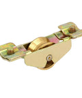 Top Shelf Single Roller Sliding Window Sash Pulley Wheel Replacement 2 Pack Heavy Brass Track Rollers No More Sticking Run Like A Charm For Smooth Home Fixups - close-up view of brass roller wheel with metal bracket.