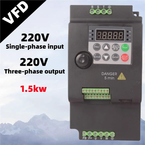 220V 1.5KW Variable Frequency Drive Inverter Controller For Motors with display and connectors visible